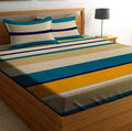 Super Soft Glace Cotton All Round Elastic Fitted Double Bed Bedsheet with 2 Pillow Covers-72x78x8